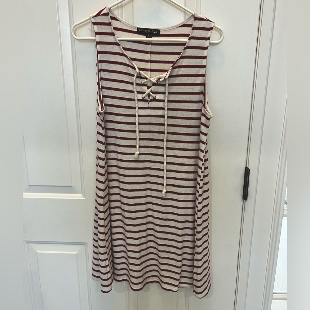Living Doll/ Nordstrom Nautical Dress- Red/ White Stripes- Size Large